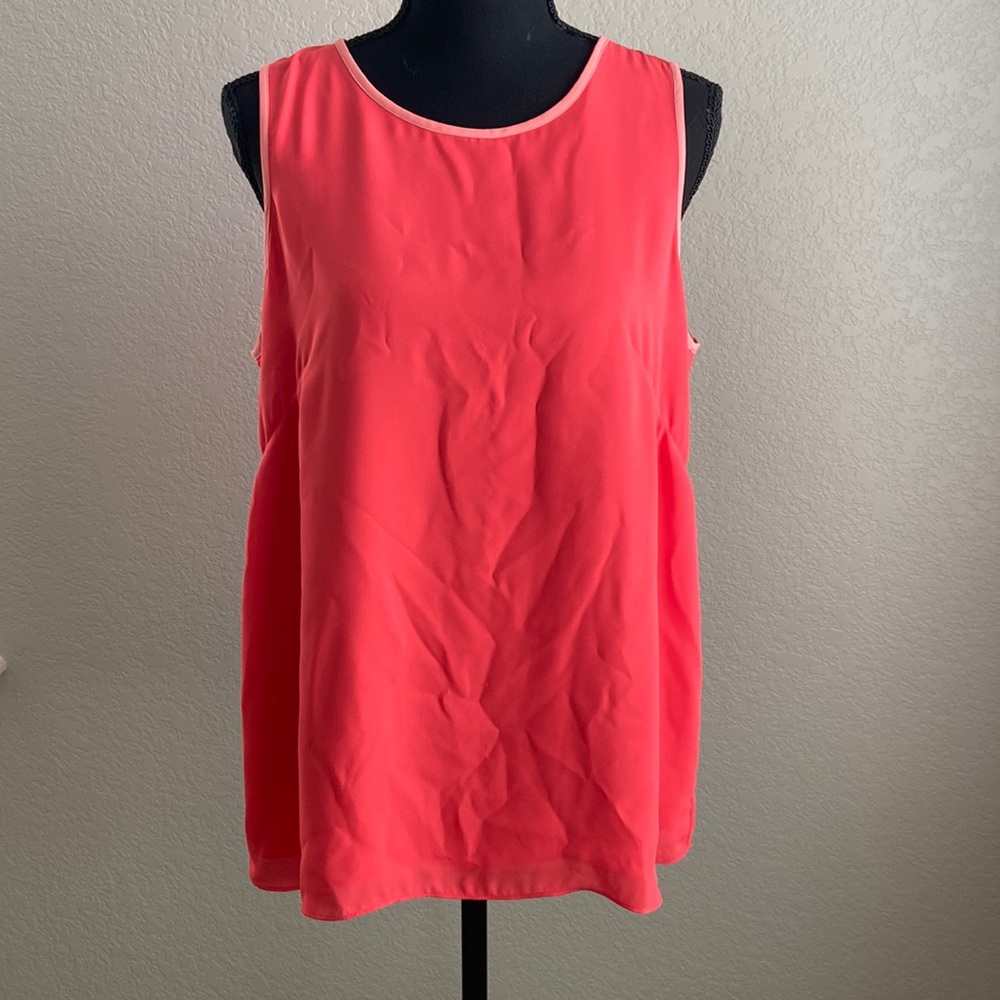Vince Camuto Chiffon Top, Split Back Detail, Orange/Peach, Size M